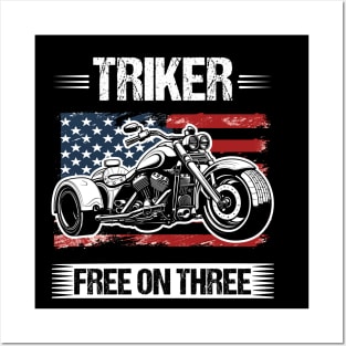 US Flag Trike Trikers Design Motorcycle Trikes Gift for Triker Posters and Art